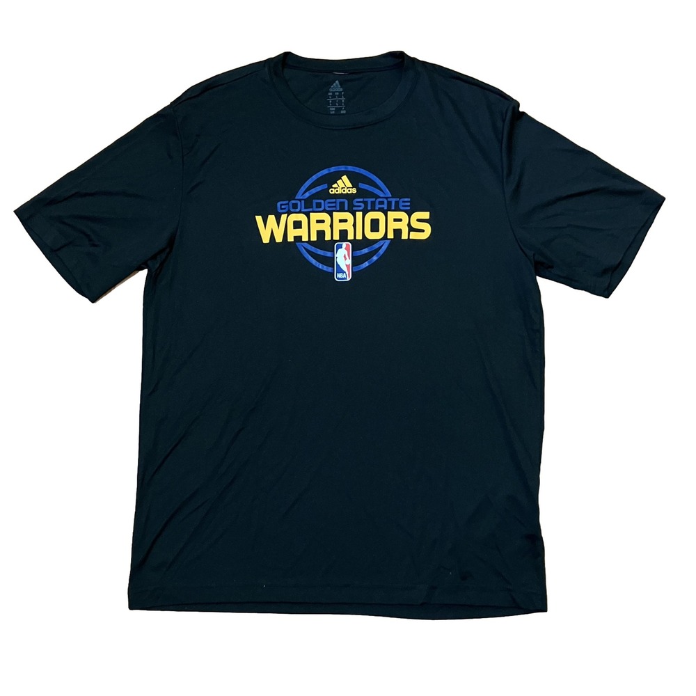 Adidas GOLDEN STATE WARRIORS Nba T-shirt Black Men's Large Polyester EUC